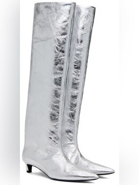 Jil Sander Metallic Silver Knee-High Boots